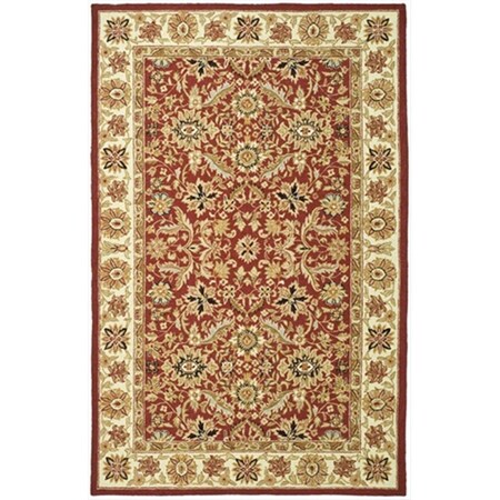 Safavieh 2 ft. - 6 in. x 6 ft. Runner- Transitional Chelsea Red And Ivory Hand Hooked Rug HK157A-26